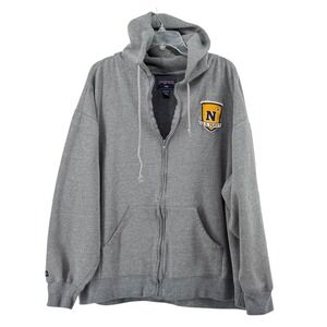 Jansport US Navy Full Zip Hoodie Sweatshirt Heather Gray XXL Military Gorpcore